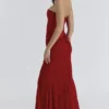 Valerie Red Satin Lace Strapless Maxi Dress Valerie Red Satin Lace Strapless Maxi Dress