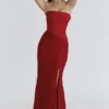 Valerie Red Satin Lace Strapless Maxi Dress Valerie Red Satin Lace Strapless Maxi Dress