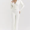 Vanna Off White Cotton Knitted Trousers