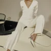 Vanna Off White Cotton Knitted Trousers