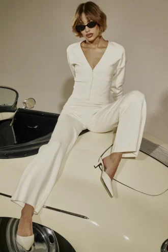 Vanna Off White Cotton Knitted Trousers Vanna Off White Cotton Knitted Trousers