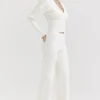 Vanna Off White Cotton Knitted Trousers