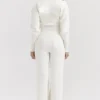 Vanna Off White Cotton Knitted Trousers
