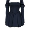 Venetia Midnight Satin Puff Sleeve Mini Dress Venetia Midnight Satin Puff Sleeve Mini Dress