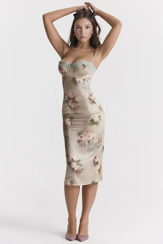 Venus Vintage Floral Midi Dress Venus Vintage Floral Midi Dress