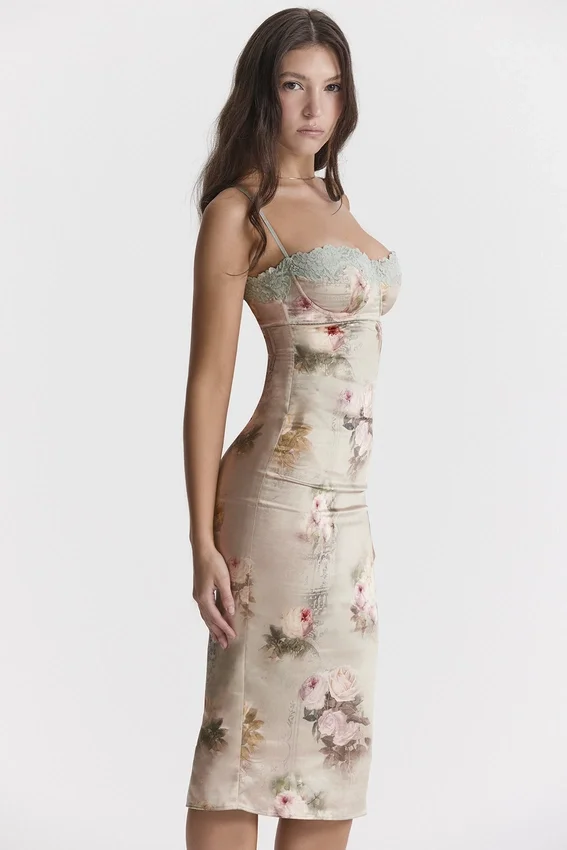 Venus Vintage Floral Midi Dress Venus Vintage Floral Midi Dress