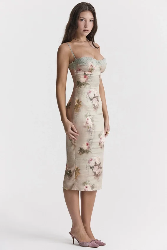 Venus Vintage Floral Midi Dress Venus Vintage Floral Midi Dress