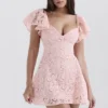 Verity Perfectly Pink Floral Lace Mini Dress Verity Perfectly Pink Floral Lace Mini Dress
