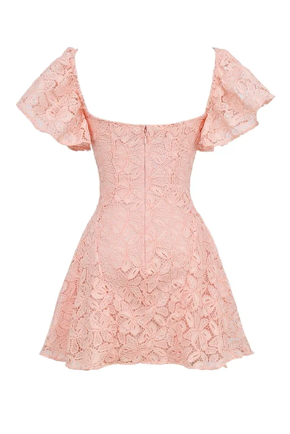 Verity Perfectly Pink Floral Lace Mini Dress Verity Perfectly Pink Floral Lace Mini Dress