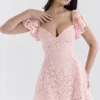 Verity Perfectly Pink Floral Lace Mini Dress Verity Perfectly Pink Floral Lace Mini Dress