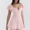 Verity Perfectly Pink Floral Lace Mini Dress Verity Perfectly Pink Floral Lace Mini Dress