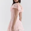Verity Perfectly Pink Floral Lace Mini Dress Verity Perfectly Pink Floral Lace Mini Dress