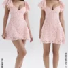 Verity Perfectly Pink Floral Lace Mini Dress Verity Perfectly Pink Floral Lace Mini Dress