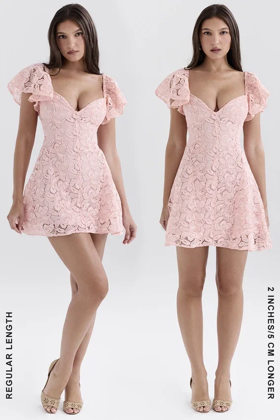 Verity Perfectly Pink Floral Lace Mini Dress Verity Perfectly Pink Floral Lace Mini Dress