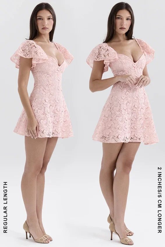 Verity Perfectly Pink Floral Lace Mini Dress Verity Perfectly Pink Floral Lace Mini Dress
