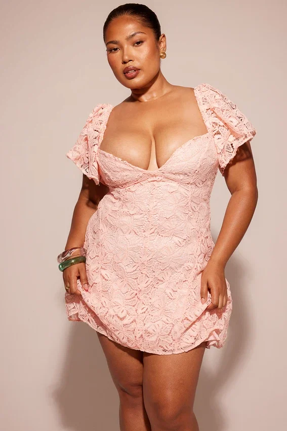 Verity Perfectly Pink Floral Lace Mini Dress Verity Perfectly Pink Floral Lace Mini Dress