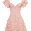 Verity Perfectly Pink Floral Lace Mini Dress Verity Perfectly Pink Floral Lace Mini Dress