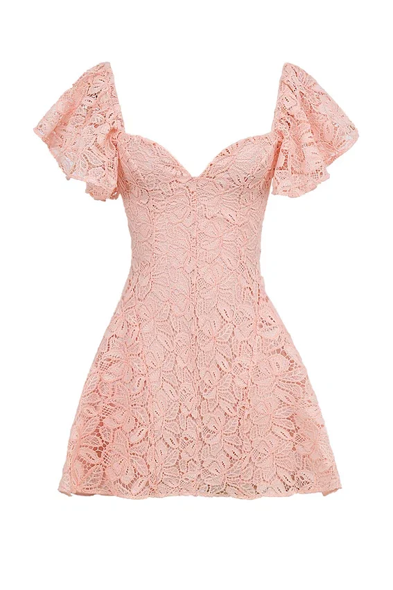 Verity Perfectly Pink Floral Lace Mini Dress Verity Perfectly Pink Floral Lace Mini Dress