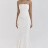 Veronica Vintage Ivory Embroidered Godet Maxi Skirt
