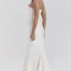 Veronica Vintage Ivory Embroidered Godet Maxi Skirt
