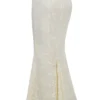 Veronica Vintage Ivory Embroidered Godet Maxi Skirt