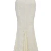 Veronica Vintage Ivory Embroidered Godet Maxi Skirt