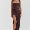 Vesper Rich Brown Maxi Skirt