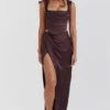 Vesper Rich Brown Maxi Skirt
