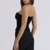 Vienne Black Velvet Deep Plunge Corset Top