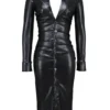 Viola Black Vegan Leather Long Sleeve Midi Dress Viola Black Vegan Leather Long Sleeve Midi Dress