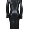 Viola Black Vegan Leather Long Sleeve Midi Dress Viola Black Vegan Leather Long Sleeve Midi Dress