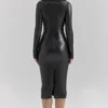 Viola Black Vegan Leather Long Sleeve Midi Dress Viola Black Vegan Leather Long Sleeve Midi Dress