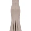 Violette Mushroom Satin Fishtail Gown Violette Mushroom Satin Fishtail Gown