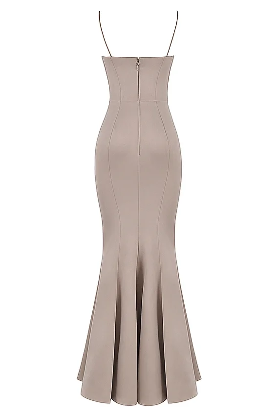 Violette Mushroom Satin Fishtail Gown Violette Mushroom Satin Fishtail Gown