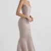 Violette Mushroom Satin Fishtail Gown Violette Mushroom Satin Fishtail Gown