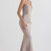Violette Mushroom Satin Fishtail Gown Violette Mushroom Satin Fishtail Gown