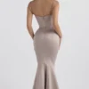 Violette Mushroom Satin Fishtail Gown Violette Mushroom Satin Fishtail Gown