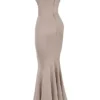 Violette Mushroom Satin Fishtail Gown Violette Mushroom Satin Fishtail Gown