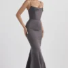 Violette Shadow Satin Fishtail Gown Violette Shadow Satin Fishtail Gown