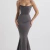 Violette Shadow Satin Fishtail Gown Violette Shadow Satin Fishtail Gown