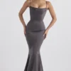Violette Shadow Satin Fishtail Gown Violette Shadow Satin Fishtail Gown