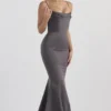 Violette Shadow Satin Fishtail Gown Violette Shadow Satin Fishtail Gown