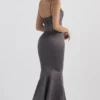 Violette Shadow Satin Fishtail Gown Violette Shadow Satin Fishtail Gown