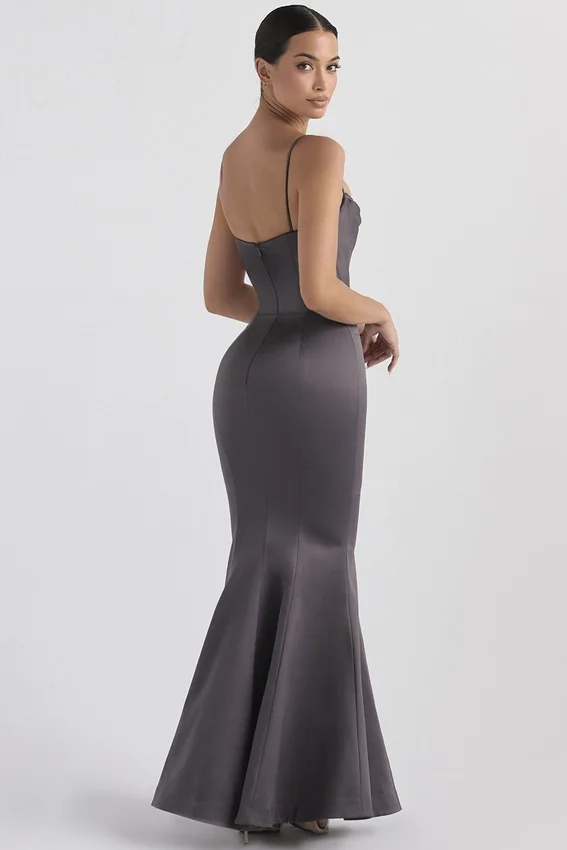 Violette Shadow Satin Fishtail Gown Violette Shadow Satin Fishtail Gown