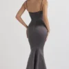 Violette Shadow Satin Fishtail Gown Violette Shadow Satin Fishtail Gown