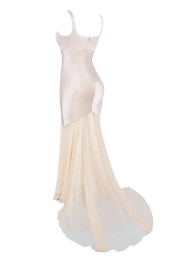 Vittoria Champagne Chiffon Floor Length Gown Vittoria Champagne Chiffon Floor Length Gown