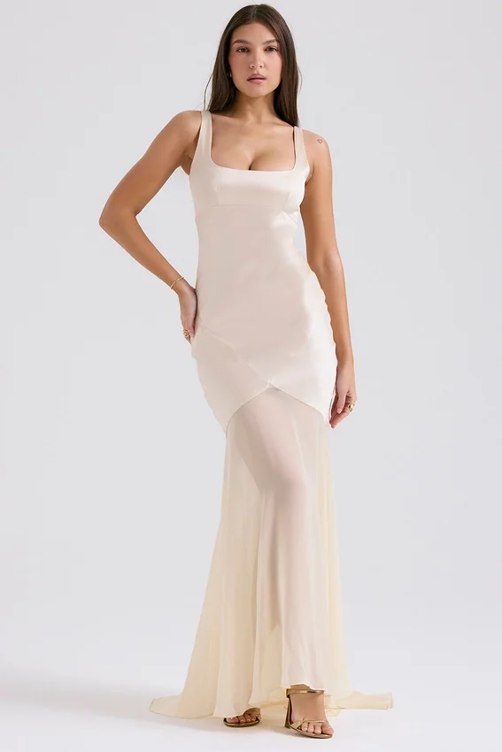Vittoria Champagne Chiffon Floor Length Gown Vittoria Champagne Chiffon Floor Length Gown
