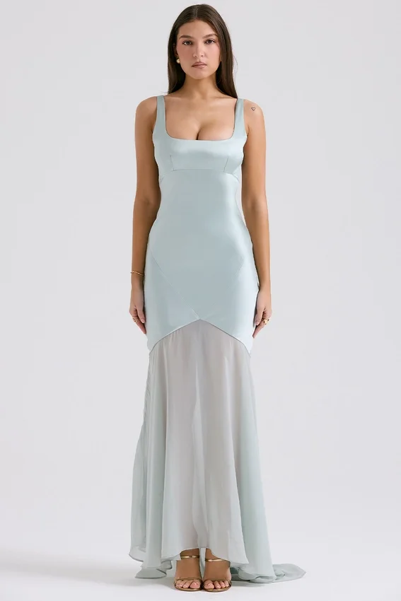 Vittoria Pistachio Chiffon Floor Length Gown Vittoria Pistachio Chiffon Floor Length Gown