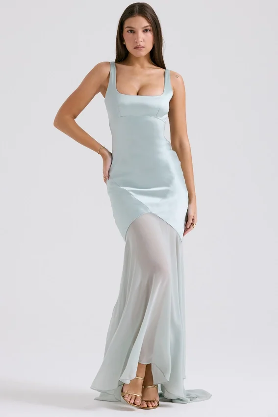 Vittoria Pistachio Chiffon Floor Length Gown Vittoria Pistachio Chiffon Floor Length Gown