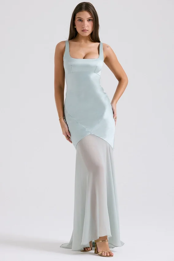 Vittoria Pistachio Chiffon Floor Length Gown Vittoria Pistachio Chiffon Floor Length Gown